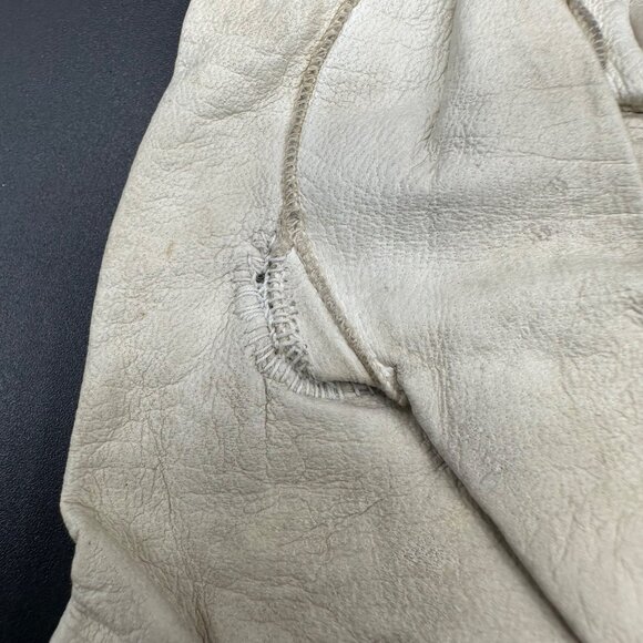 Antique Victorian Kid Leather Opera Gloves Long White Snaps Formal Wedding As Is - Picture 12 of 16